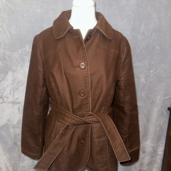LL Bean brown belted coat‎ EUC medium - Picture 1 of 4